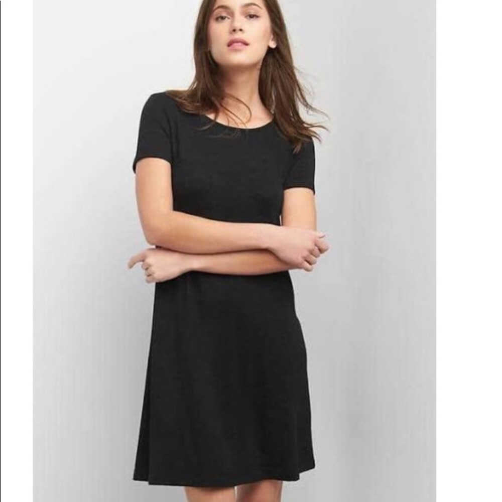 GAP Black Soft Spun Knit Swing Dress